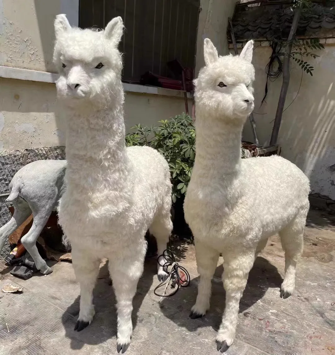 Simulation Animal Alpaca Model Scenic Area Fur Animal Sheep Ornaments Courtyard Shopping Mall Alpaca Toy Decoration