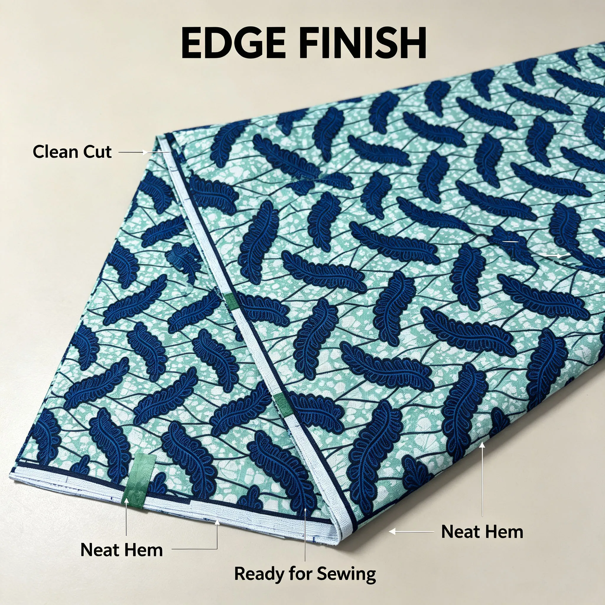 African Ankara Real Wax Print Fabric Green Blue Leaf Pattern 6 Yards Cotton Pagne For Women Dress Sewing African Batik Cloth view 3