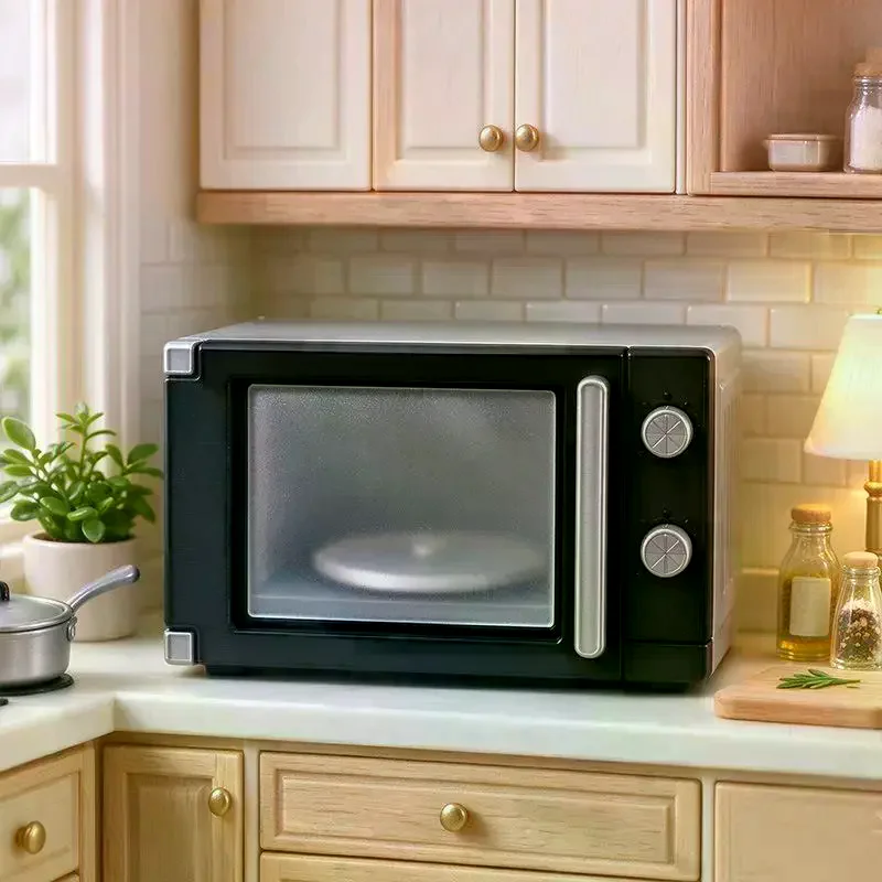 1/12 Mini Microwave Oven Model Simulation Kitchen Appliance Dollhouse Miniature Decor For Sand Scene Layout Photography Prop