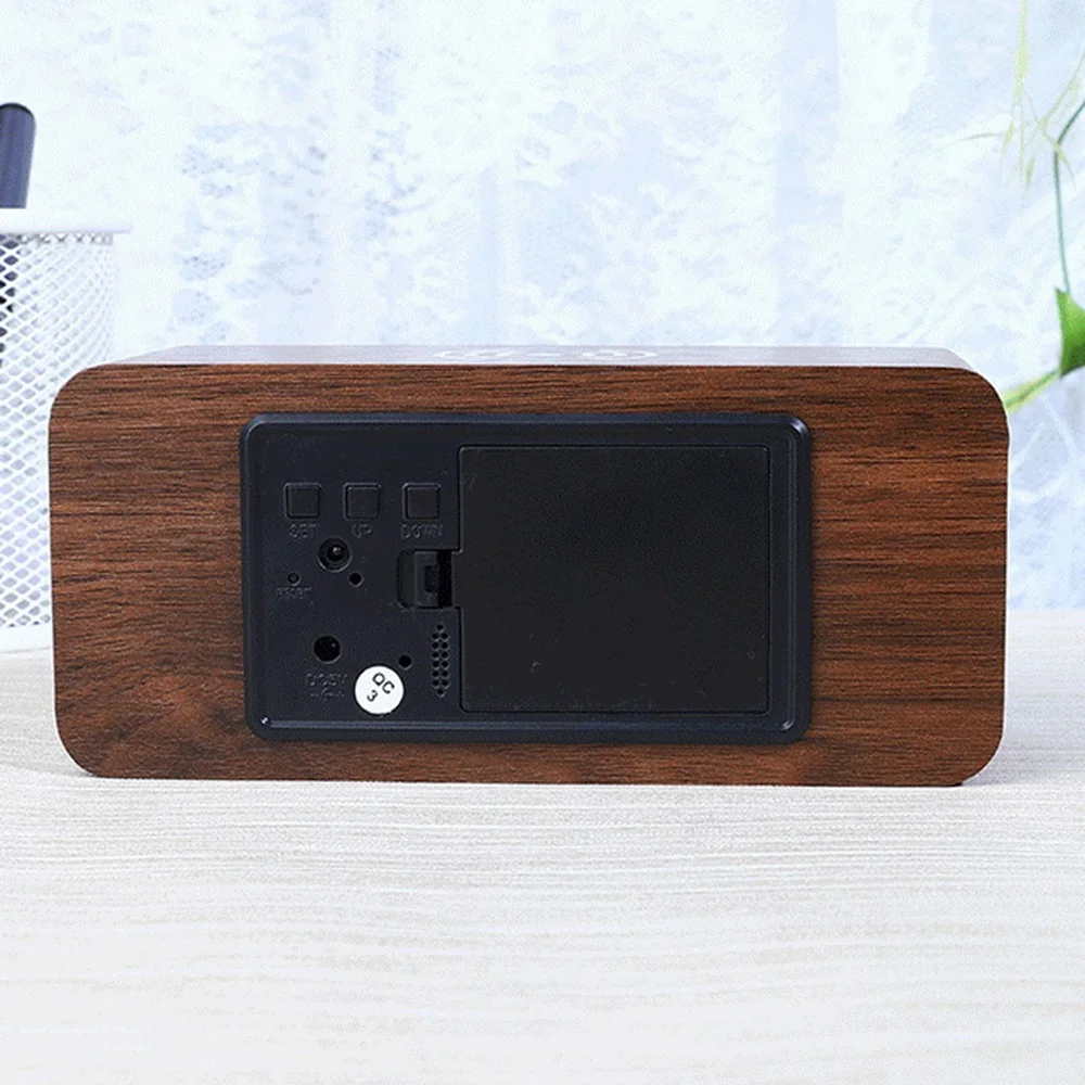 J1UL1N Digital Alarm Clock, Temperature And Humidity Alarm Clock LED Electronic Clock Smartphone Wireless