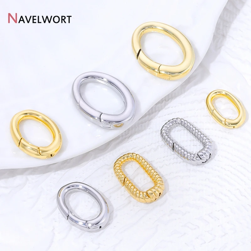 18K vergoldete Messing-Metall-Oval-Federhaken-Verbinder-Karabiner-Verschlüsse für Schmuck DIY Armbandherstellung Zubehör