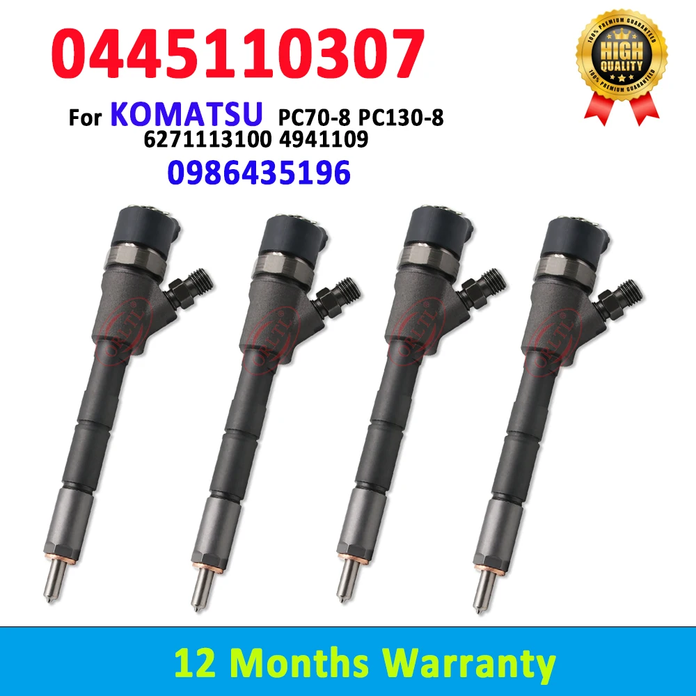 ORLTL NEW 0445110307 0986435196 6271-11-3100 Diesel Fuel Injector 0 445 110 307 For KOMATSU PC70-8 PC130-8 6271113100 4941109