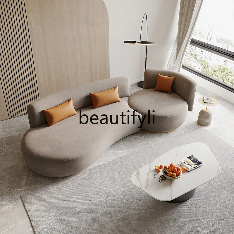 

Nordic Modern Minimalist Fabric Sofa Small Apartment Living Room Meeting Curved Sofa