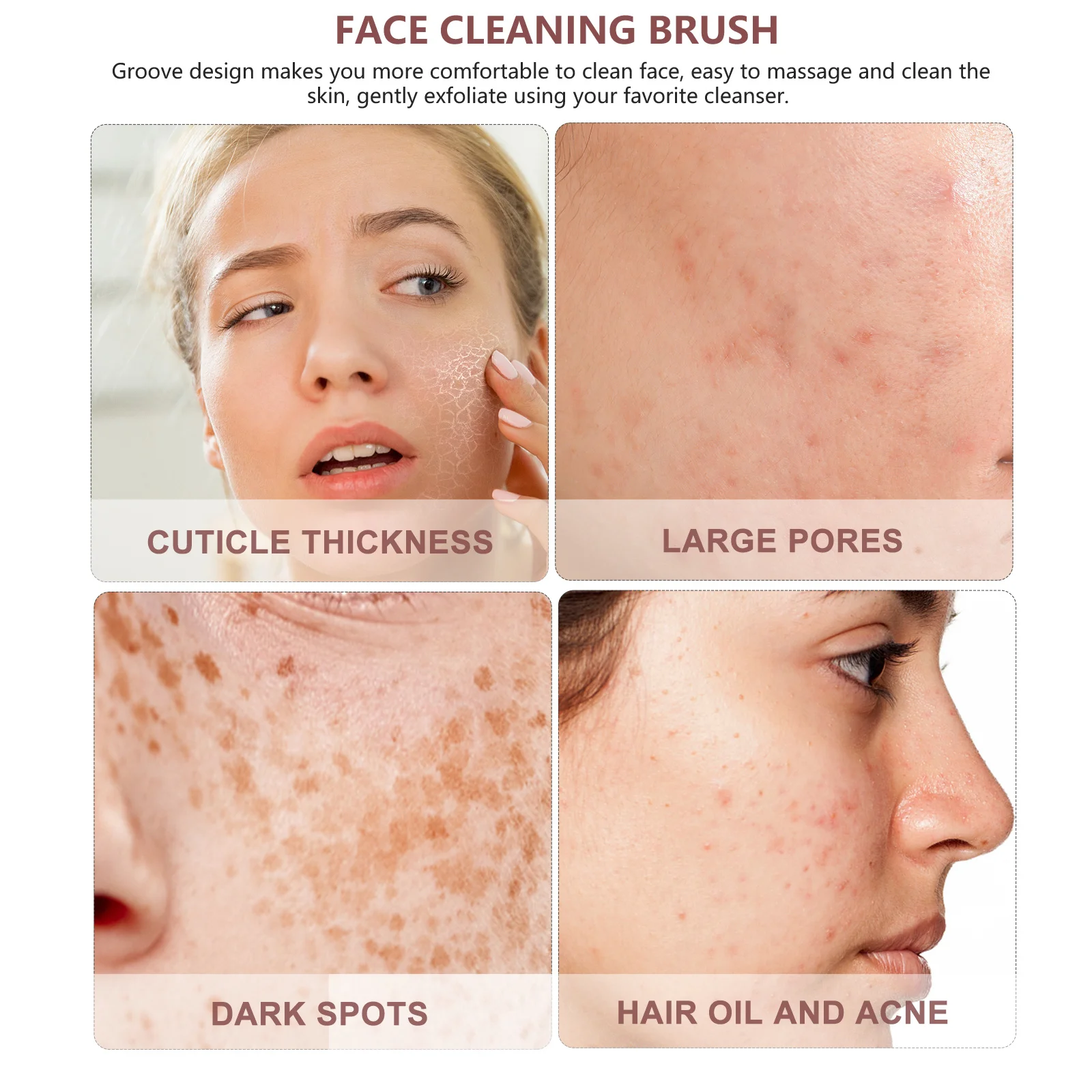 3 stuks modieuze siliconen gezichtsborstel roze handmatige reinigingstool voor vrouwen mee-eter verwijderen peeling gezichtsborstel