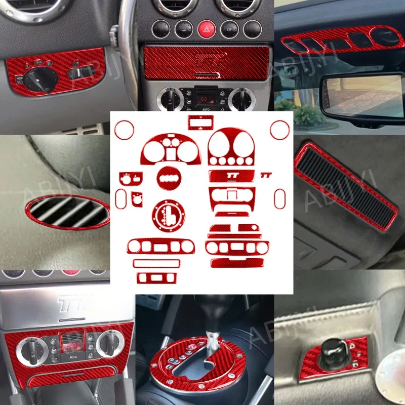 

Car Central Control Exhaust Air Conditioning Switch Panel Carbon Fiber Sticker Red For Audi TT 8N 2001-2006 Styling Accessories