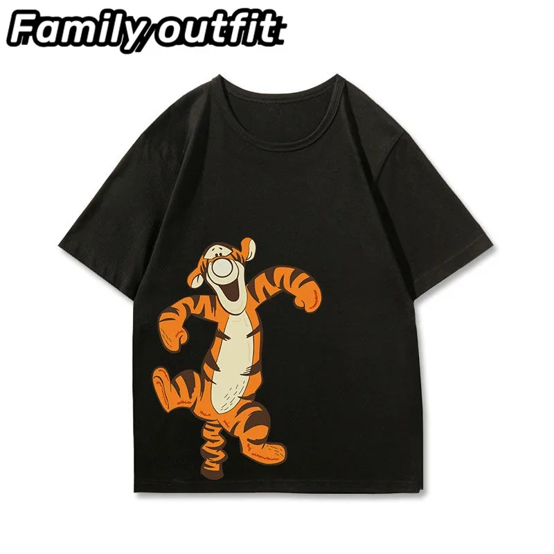 Brand Animation Winnie The Pooh Tigger Joint Peripheral Short-sleeved Men\'s Women\'s Cotton T-shirts 3-14 Years Old Boys Girls