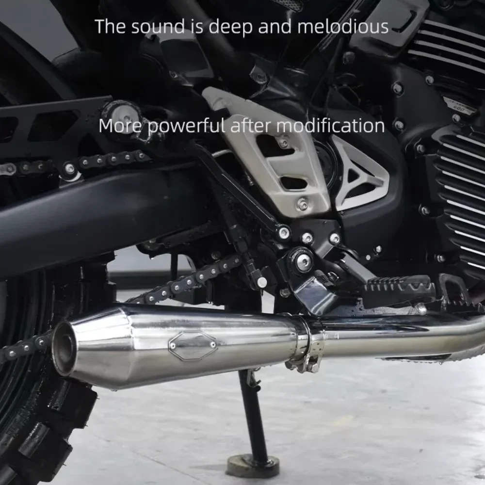 FOR Right Side Single Outlet Small Fish Mouth Low Position Exhaust Pipe, Modified Rear Section Parts for Speed400/Scrambler400X