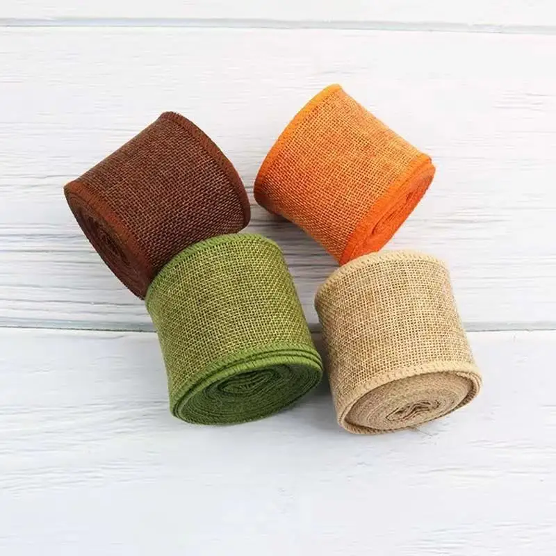 3 Meters/Wide 60mm Color Linen Corded Ribbon Roll Christmas Gift Gift Wrapping Decoration Wedding Party Diy Handmade Linen Roll