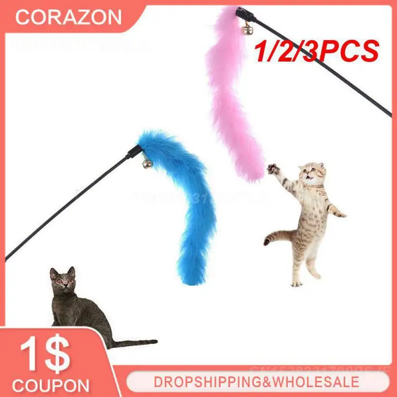 1/2/3PCS Cat Toy Teasing Engaging Durable Cat Toy Feather Addictive Pet Supplies Colorful Vibrant Pet Tool Supplies Interactive