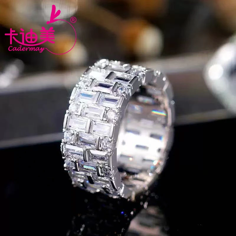 CADERMAY High Quality Silver 925 Rings Eternity D VVS Moissanite Ring Width 9.5mm For Women Men