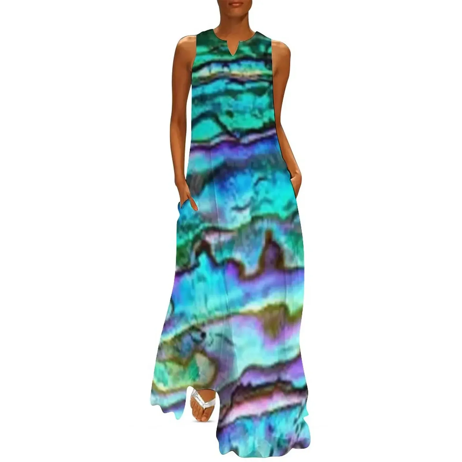 

Paua Abalone Shell Long Dress women long dresses Dresses for wedding party Female clothing women dress Dress