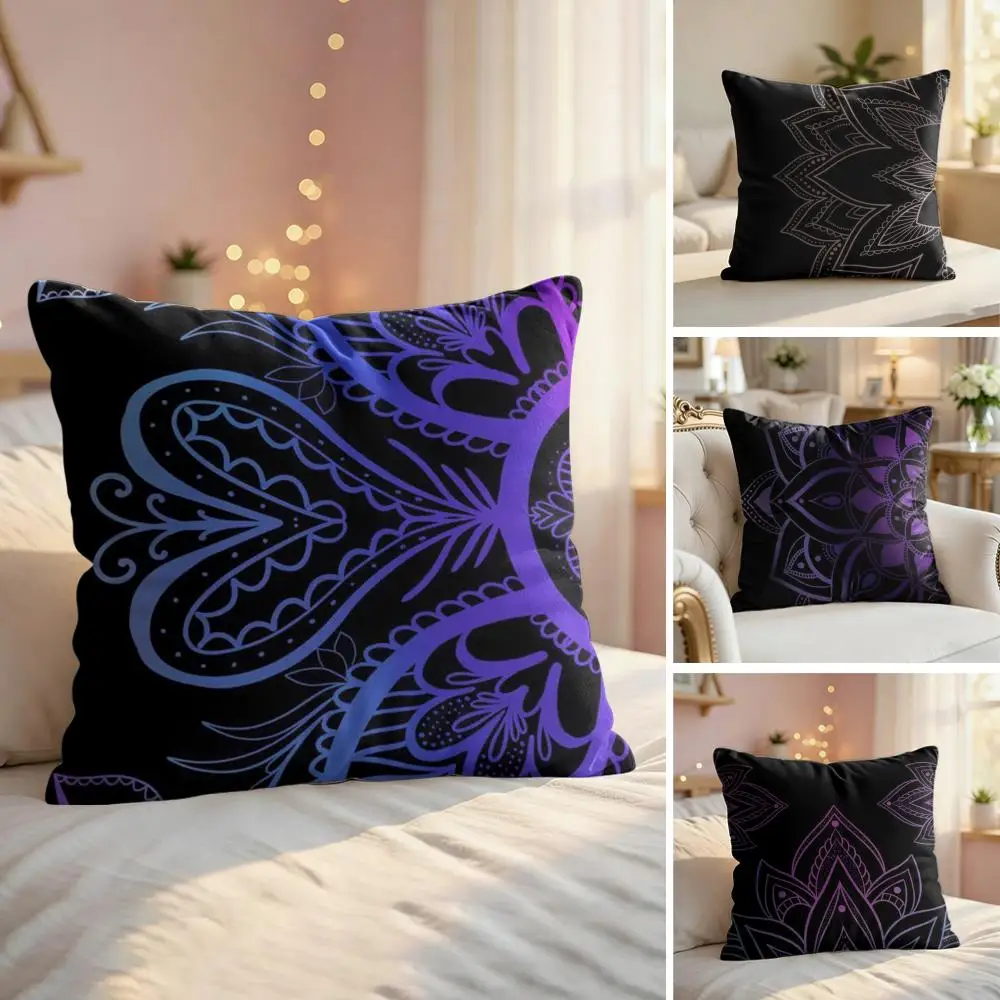 Classic Mandala Pattern Cushion Cover Soft Short Plush Pillow Cover Smooth Cozy Texture Aesthetic Cushion Case Home Decor
