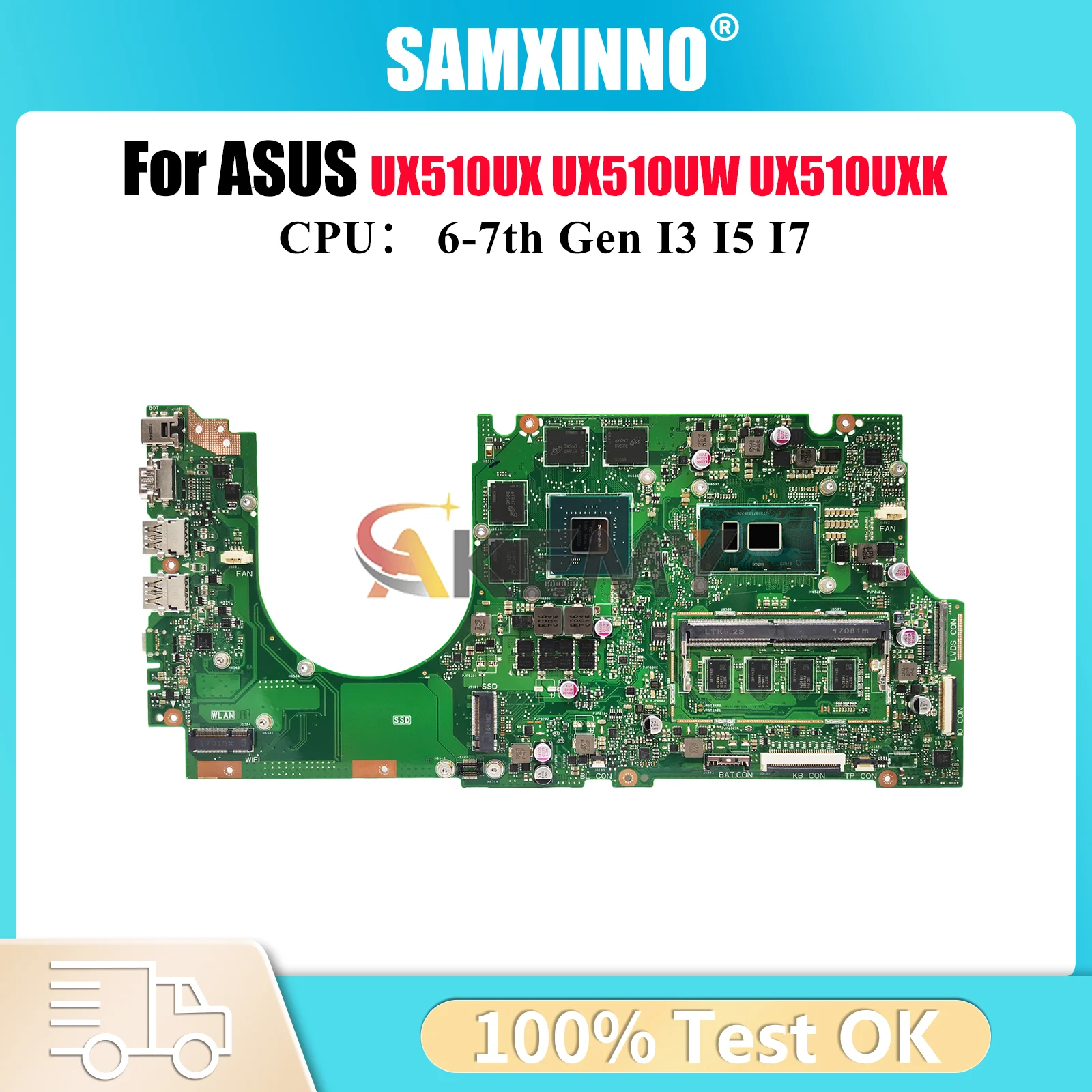 

UX510UX Laptop Motherboard For ASUS ZenBook UX510U U5000U UX510UWK UX510UX UX510UW V510U UX510UXK Mainboard With I3 I5 I7 CPU