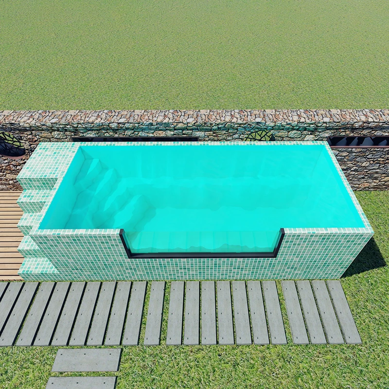 Container Swimming Pool 20ft 40ft Heavy Duty Steel Structure Residential Commercial Hotel Rooftop Endless Spa Plunge Pool