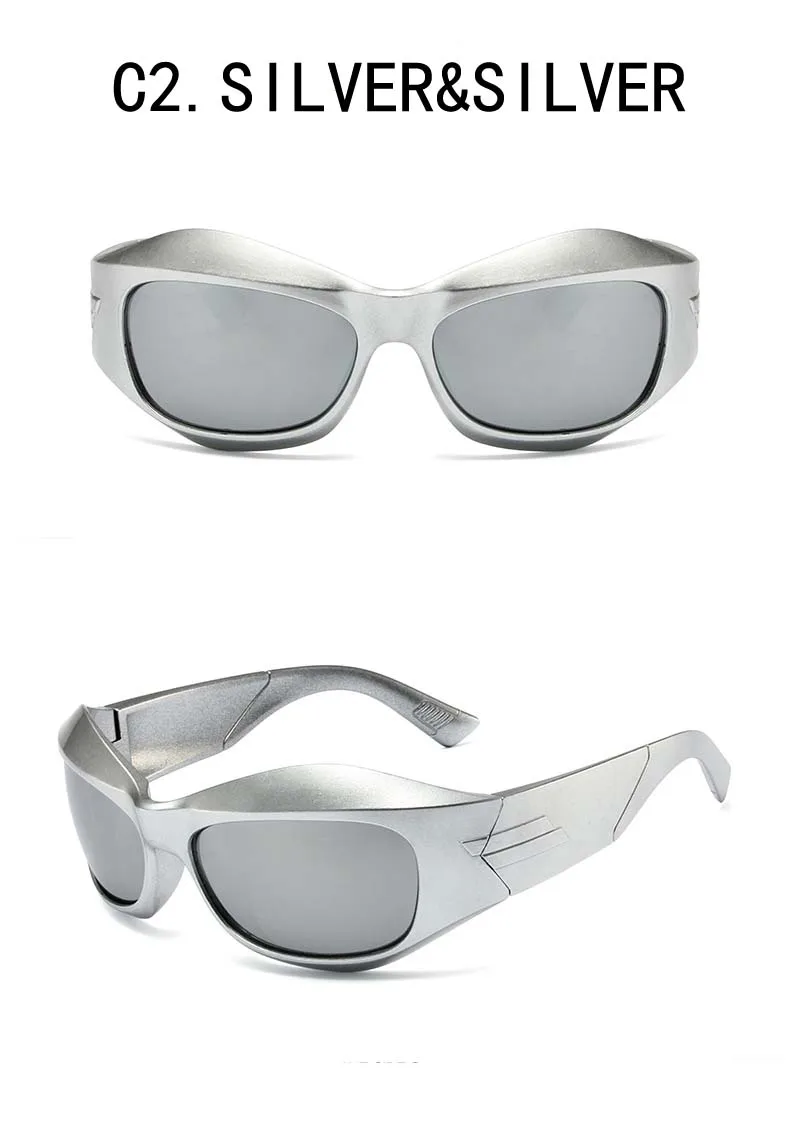 COD Y2K Sonnenbrille Damen silbrig Brillen Steampunk Sport Punk Brille Modischer zukünftiger Stil – Detail 11