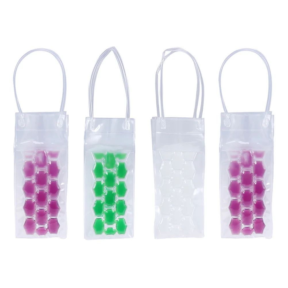 

4Pcs Wine Bottle Freezer Bag Food Grade PVC Leakproof Double Side Cooler Bag Portable Travel Picnic Wine Carrier