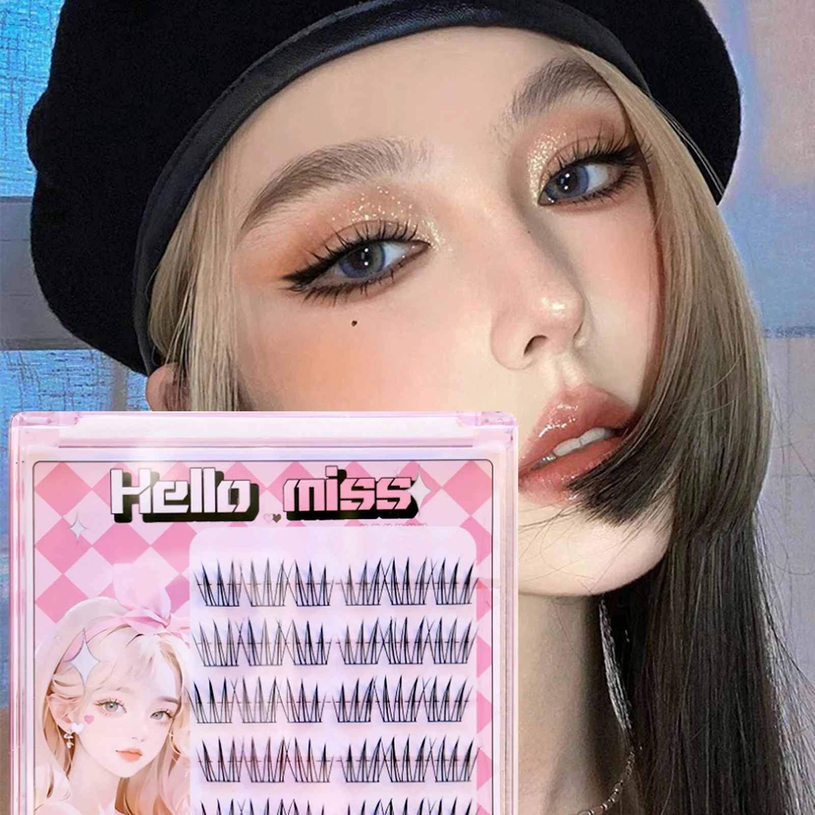 6 Rows Korean Manga False Eyelash Dramatic 3D Strip Fluffy Multi Layer Wispy Lashes Natural Looking For Women Girls Party Makeup