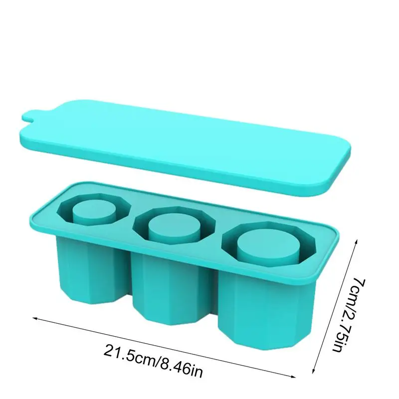 Silicone Ice Cubes Trays with Lids for Making 3 Cylinder Hollow Ice Cube Reusable For Chilling Drink Juice Coffee Whiskey