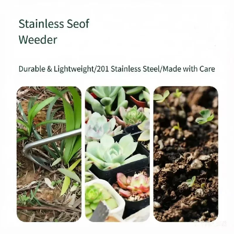 Stainless Steel Weeding Tool, Soil Loosening and Root-Removing Grass Puller—Ideal for Weeding, Tilling, and Gardening
