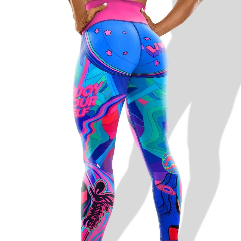 New Personalized Printed High Elasticity Yoga Pants Hip Lifting Outdoor Sports Fitness Running Cycling Leggings Women