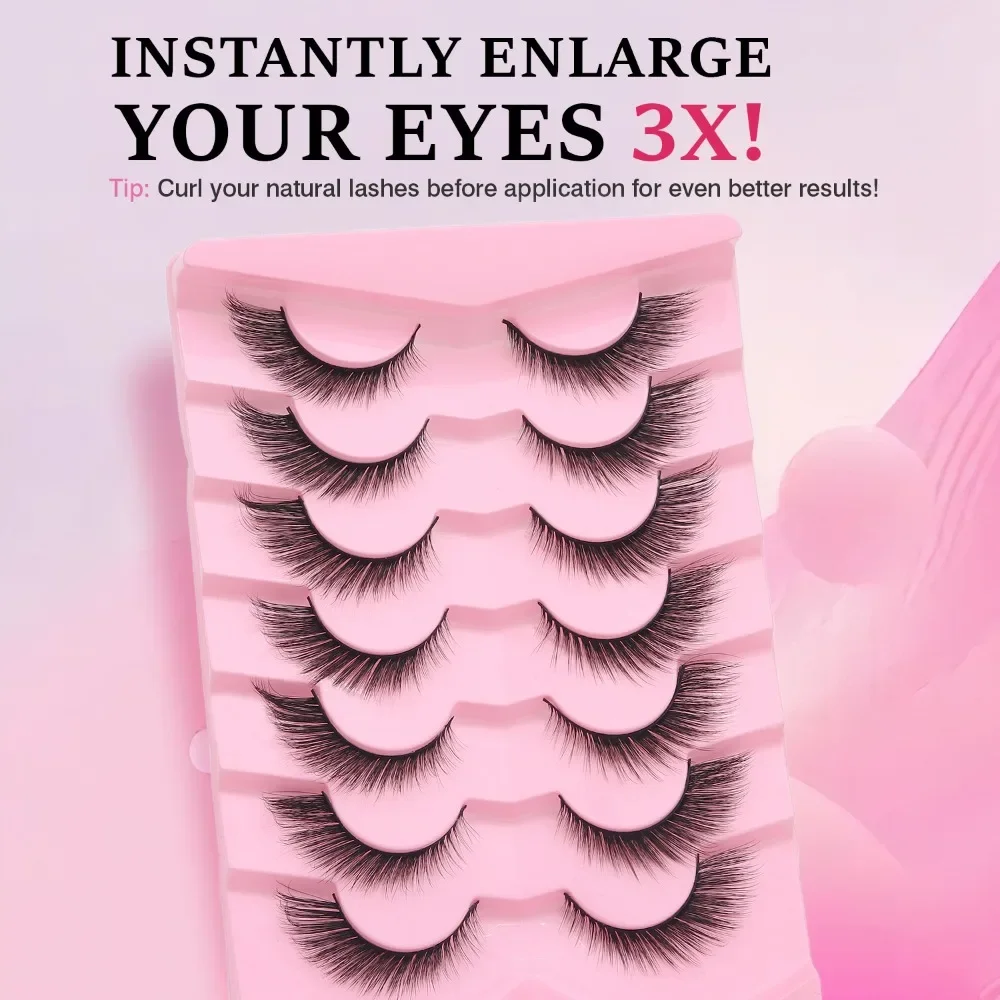 3/10 Paar 3D-Katzenaugen-Wimpern, natürliche lange falsche Wimpern mit geflügelten Enden, gefälschte Manga-Wimpern, Wimpernverlängerungen, Frauen-Make-up-Werkzeug