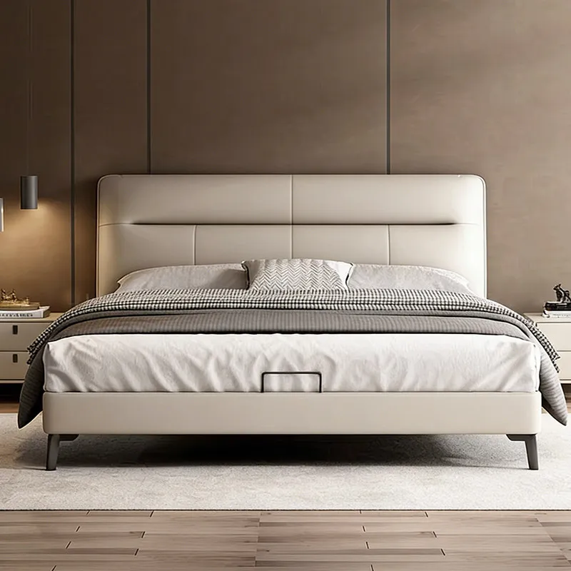 Leather Modern Bed Luxury Double Single Sleeping Girls Bedroom Headboards Bed Design Simple Letto Matrimoniale Unique Furniture