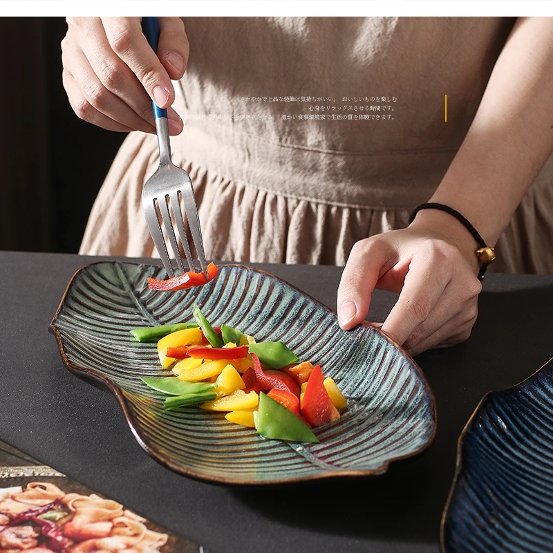 Japanese ceramic fish plate dinner dish household kiln tableware living room fruit sushi large restaurant steak plates