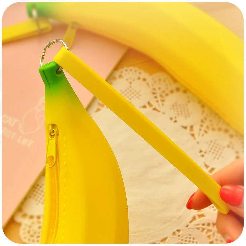 Portable Yellow Banana Coin Purse Bag Novelty Funny Silicone Purses Multifunction Pencil Case Wallet Simplicity Key Bag Pouch