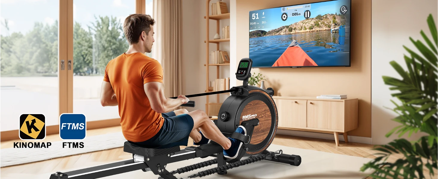 Magnetisches Rudergerät mit Einzigartigem Seilsystem, 2-in-1 Kardio- & Krafttraining, Bluetooth-Monitor, Tablet-Halterung, 160KG Maximalgewicht – Detail 8