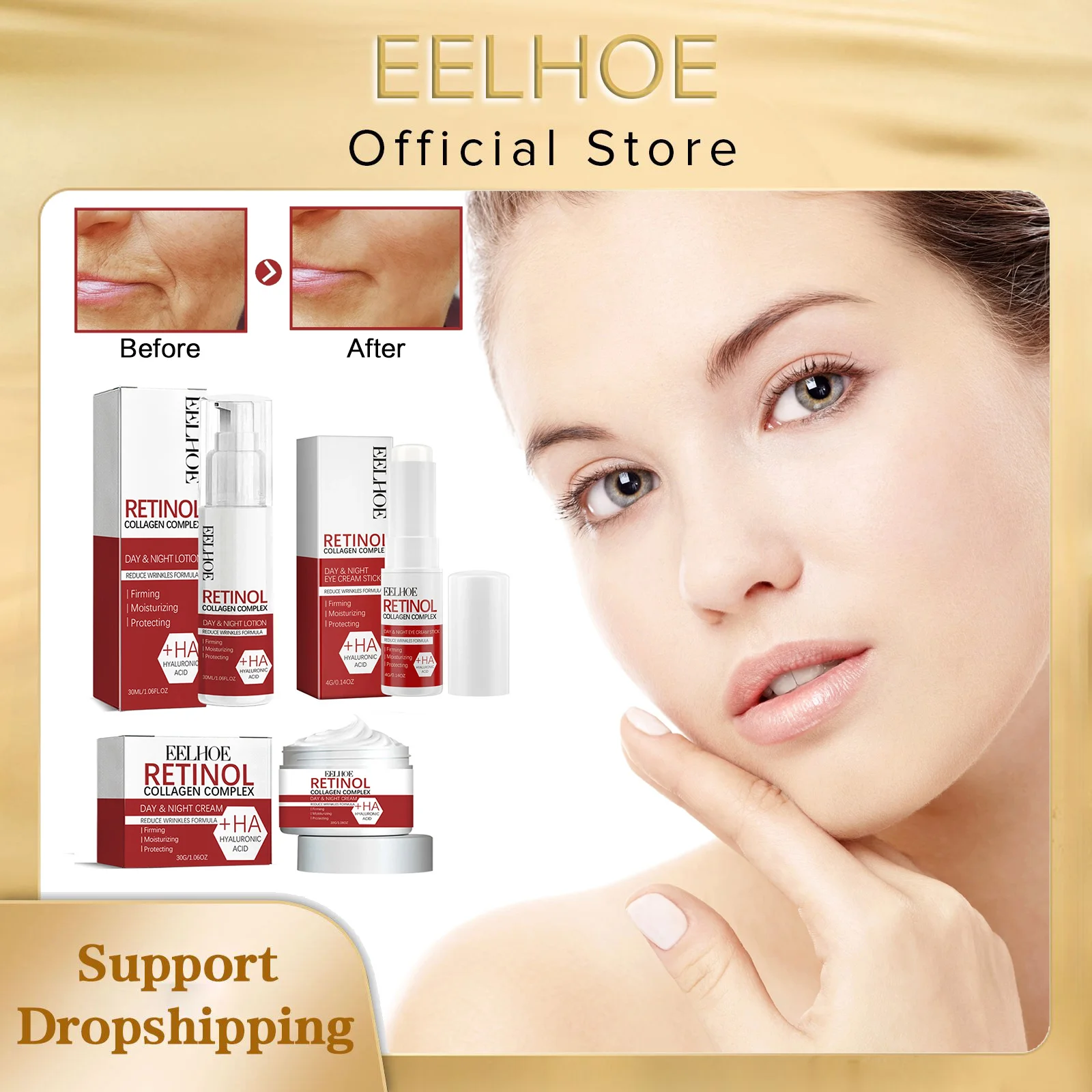 EELHOE Retinol Eye Stick Anti Wrinkle Facial Lotion Anti-Aging Firming Reduce Fine Lines Moisturize Retinol for Face Lift Cream