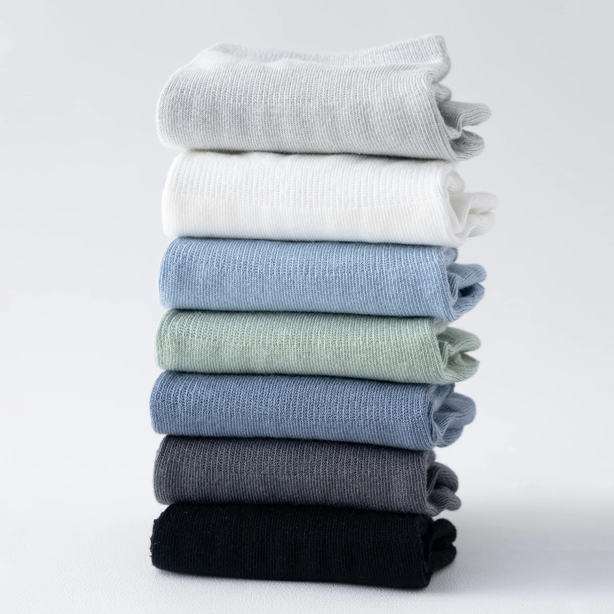 3 أزواج من جوارب القطن الرجالية للربيع والخريف ذات اللون النقي البسيط على طراز الكلية للصيف القابلة للتنفس، جوارب بخمسة أصابع #2