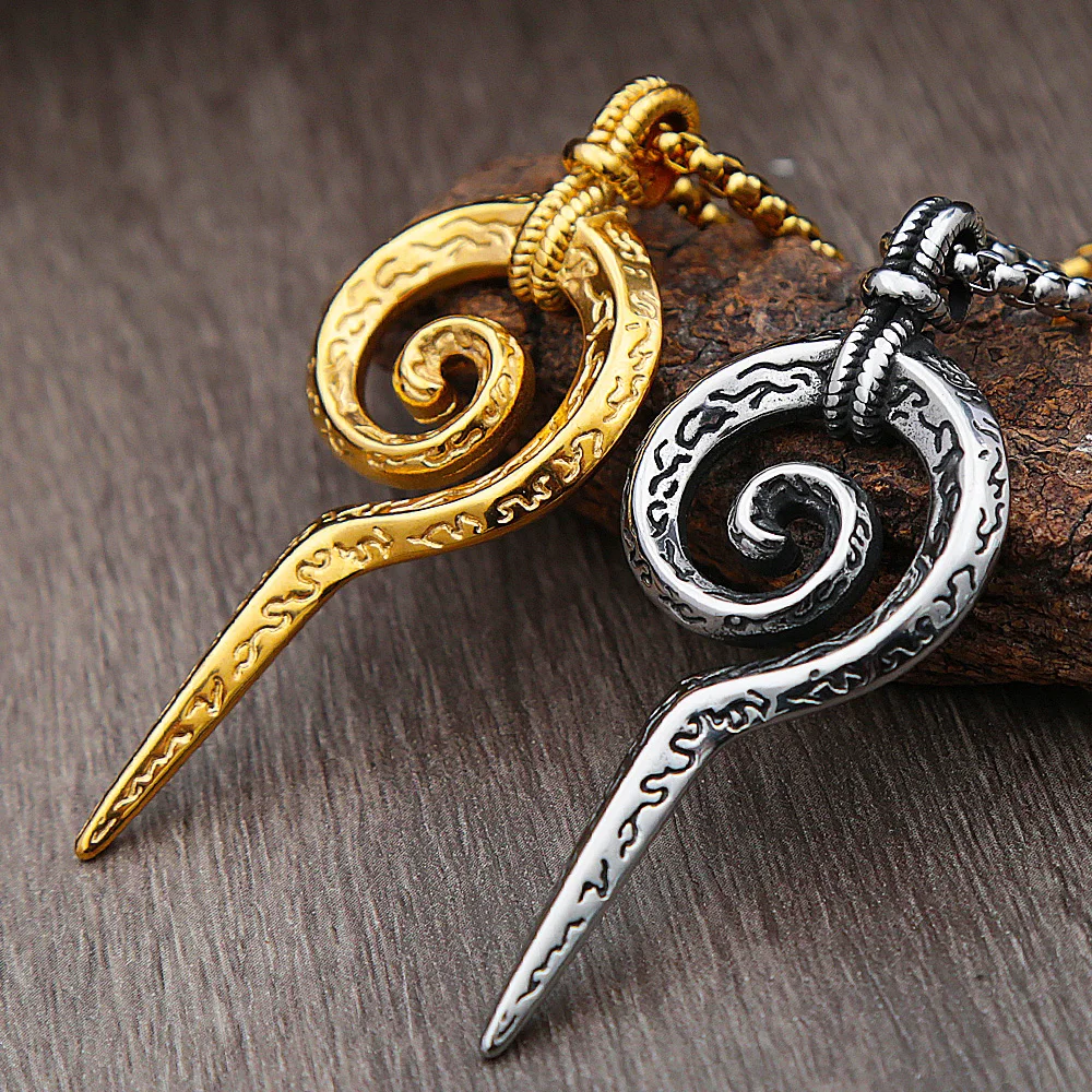 

Fashion Vintage Mayan Totem Snake Scepter Pendant Punk Men Women Stainless Steel Egyptian Pharaoh Necklace Jewelry Wholesale