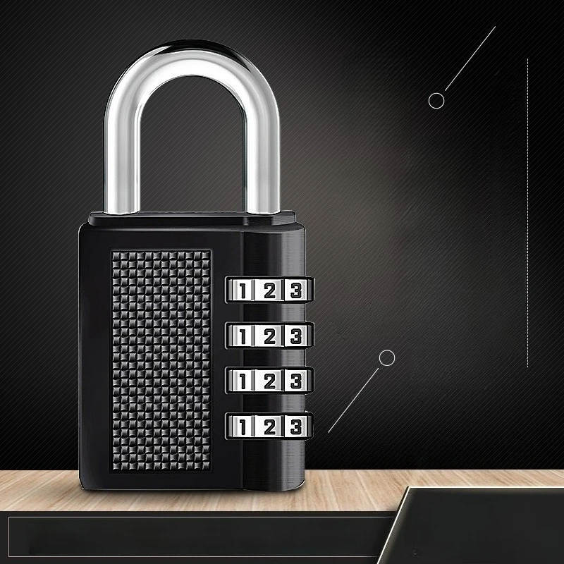 

4 Digit Zinc Alloy Combination Lock Padlock Luggage Anti-theft Weatherproof Security Outdoor Gym Safely Code Door Lock Black