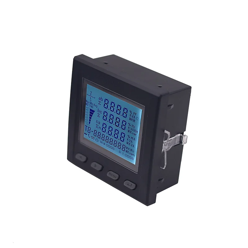 Short Shell Multifunction power meter LCD digital display A V W kWh cos Hz Var panel meter with RS485 Modbus-RTU protocol