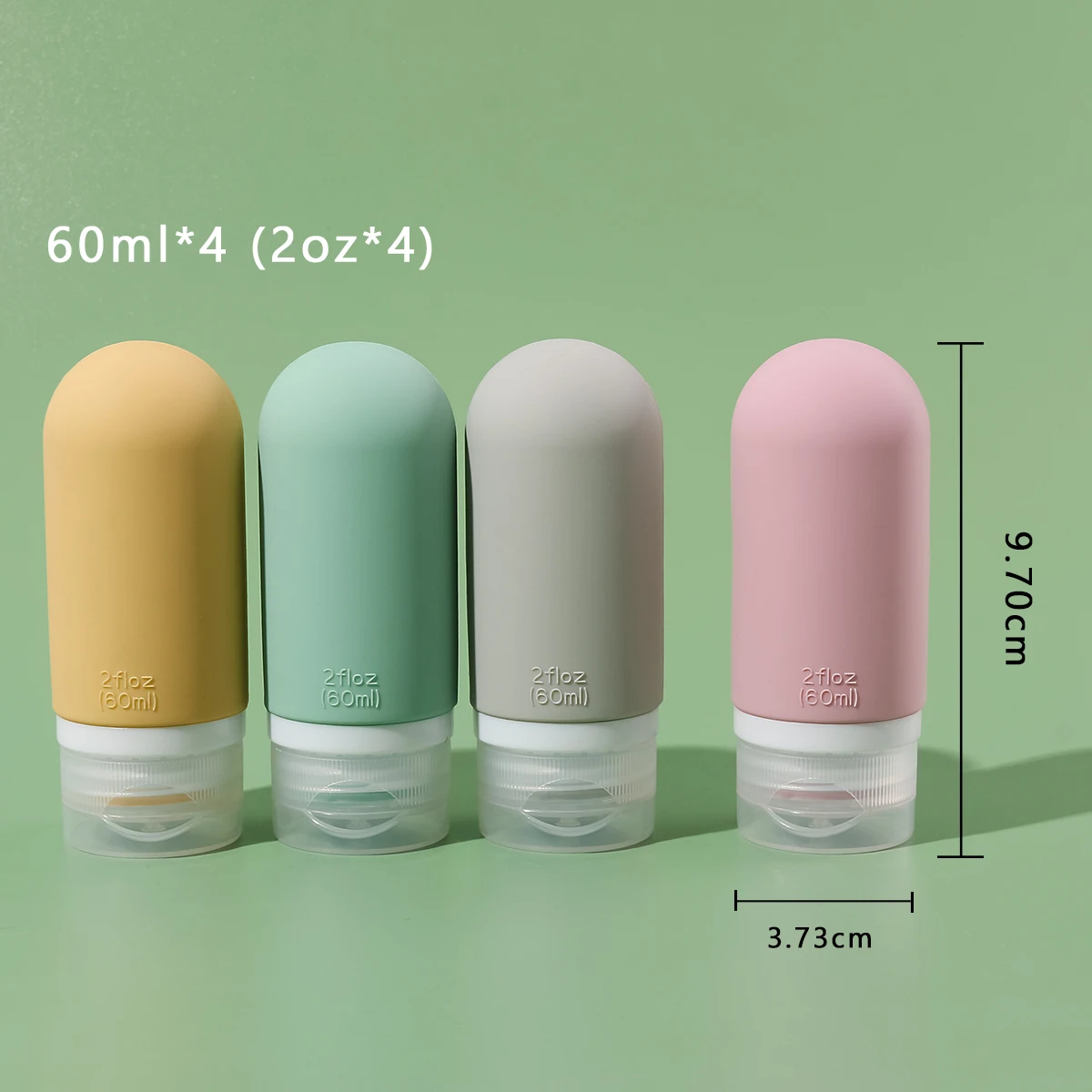 4 Stuks 2Oz/3Oz Kleurrijke Lekvrije Knijpbare Siliconen Reisflessen Set Shampoo En Conditioner Flessen Kit