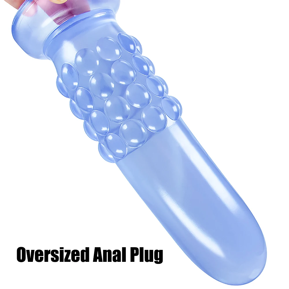 Oversized Anal Plug Dildos Stimulate Anus and Vagina Long Butt Plug Masturbator Soft Penis Anal Dilator with Sucker Sex Toys