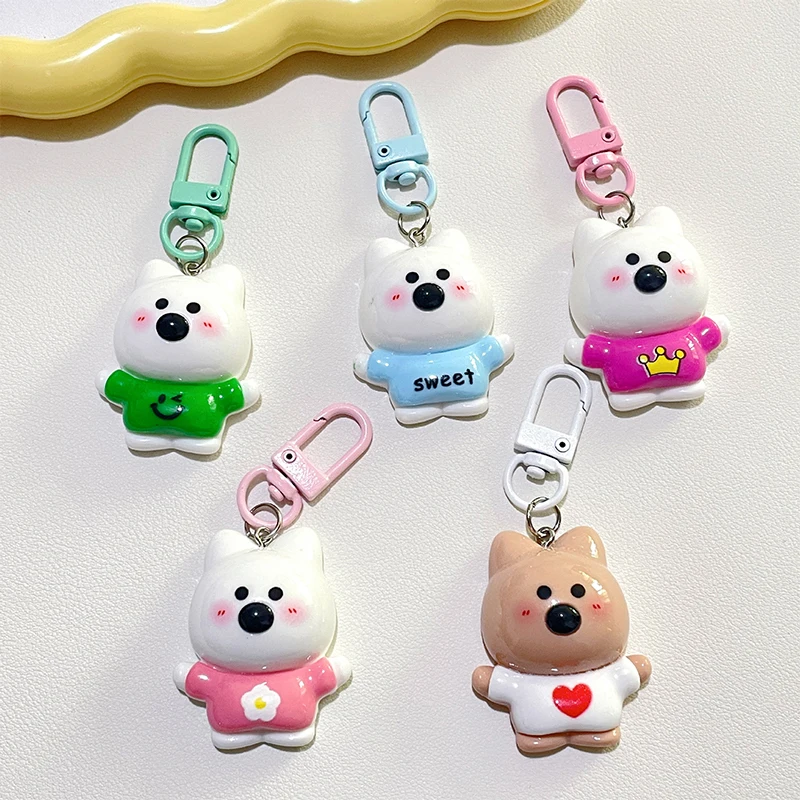 West Highland White Terrier Cute Puppy Animal Keychain Colorful Girl Heart Ornaments Cartoon Hanging Accessories Gift Pendant