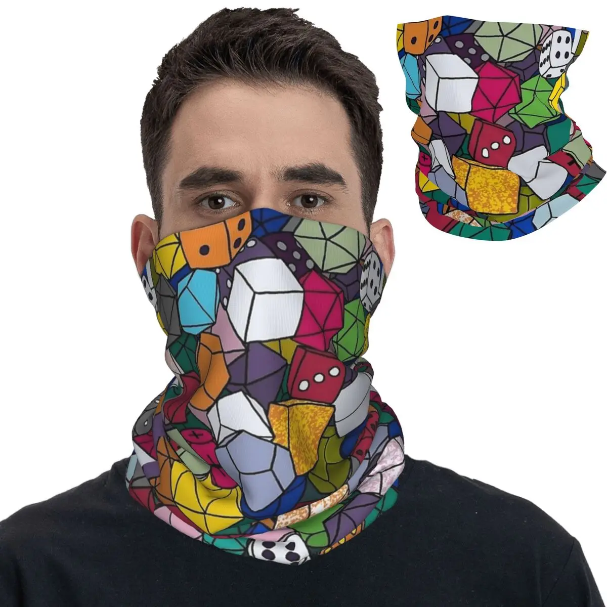 RPG Dice DnD Game Bandana Neck Gaiter Printed Cartoon Balaclavas Magic Scarf Warm Headband Outdoor Sports Unisex Adult Washable