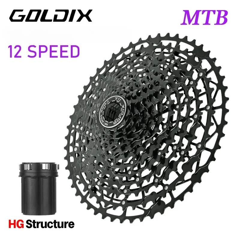 GOLDIX cassete mtb de 12 velocidades ultraleve cassete de 12 velocidades 11 52 50 48 46 44 40 HG Estrutura Roda dentada para Shimano 12v hg cassete
