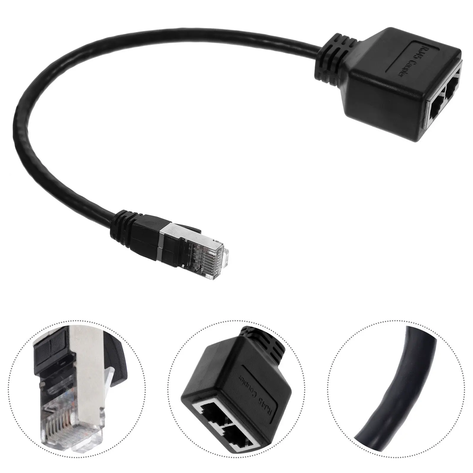 Ethernet Connector Extender Rj45 Male to Dual Female 1 to 2 Splitter for Cat7 Cables Tinned Copper Core Plug and Play Lan Setup