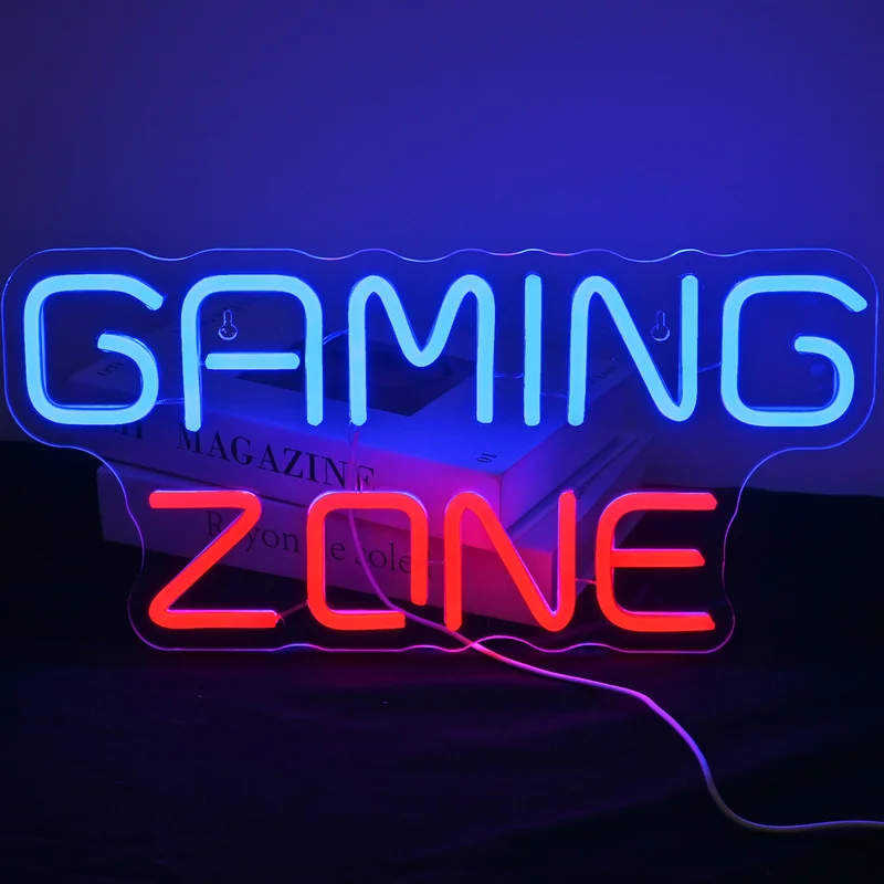 Gaming Zone Neon Sign LED Lights For Wall Decor USB Powered Lamp Bedroom Bar Shop Game Room Man Cave Signs Gift For Game Lover