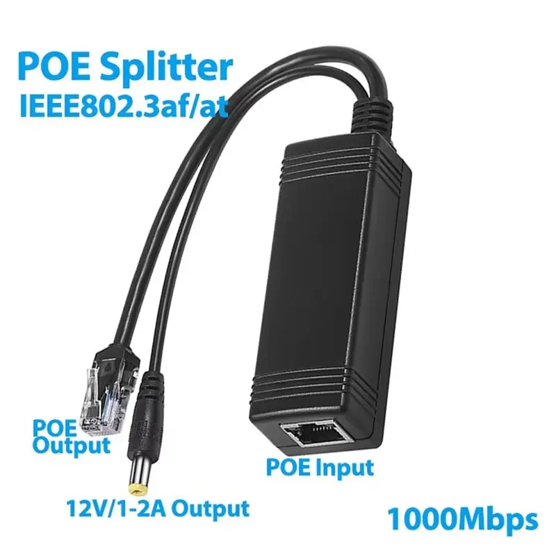 [LXYA68Z!] 1000Mbps POE Splitter Isolated Poe Splitter POE Cascading Output + 12V Power Output, IEEE802.3Af/At Compliant, 1000Mb
