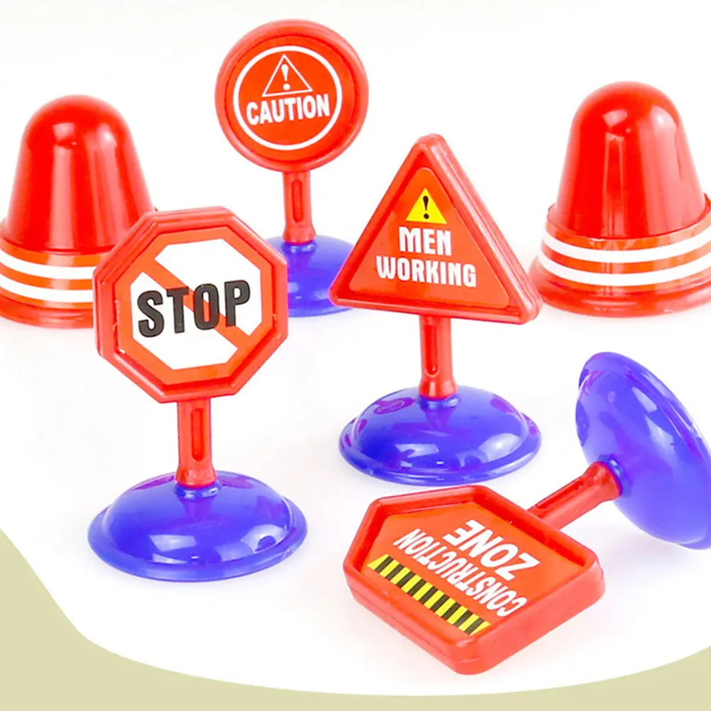 

10Pcs Road Sign Simulation DIY Warning Roadblock Cone Educational Development Traffic Scene Simulation Traffic Sign