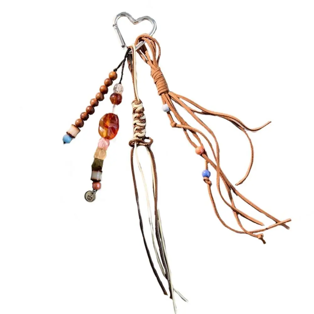 

Acrylic Beaded Mobile Phone Lanyards Maillard Beads Racket Woven Ropes Car Keychain Handmaking Anti-Lost Braided Rope Keyring