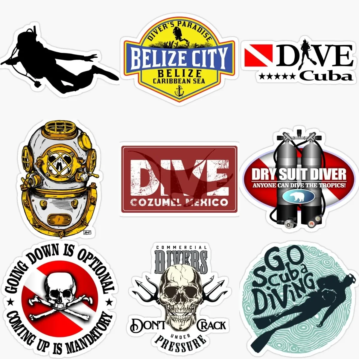 

Creative Scuba Diver Flag Skull Sticker for Covered Scratch Decorate Motorcycle Laptop Off Road Camper Wall Room Helmet Car