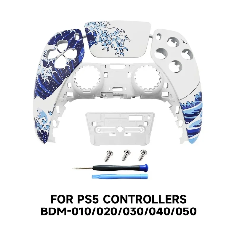 James The Great Wave off Kanagawa Replacement Front Case Touchpad Compatible for PS5 Controller BDM-010/020/030/040/050