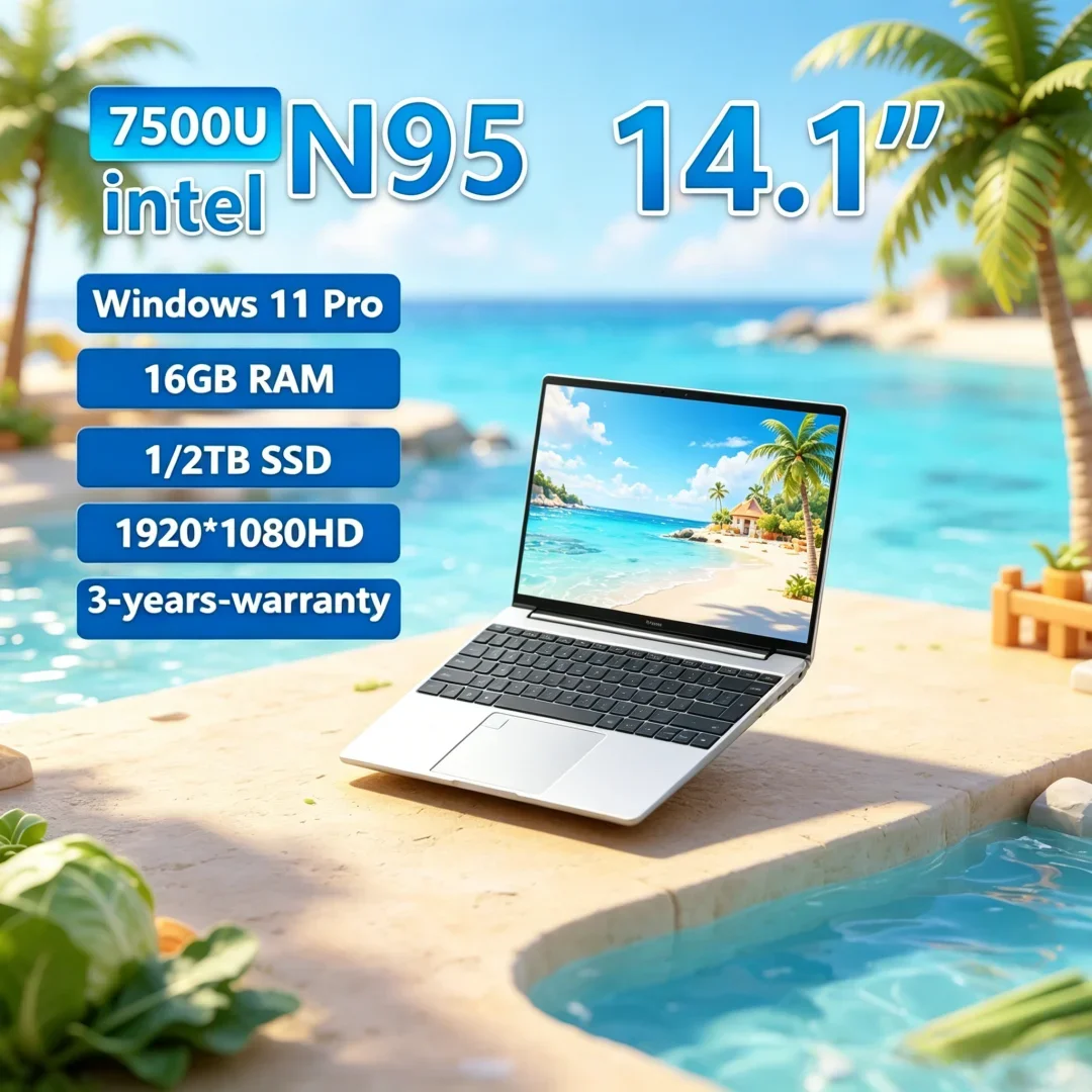 

2026 Ephemeral Sleek 14.1 Inch Laptop Intel 6500Y 32GB RAM 2TB SSD 5000mAh Windows 11 Fingerprint Unlock Gilded Corporate