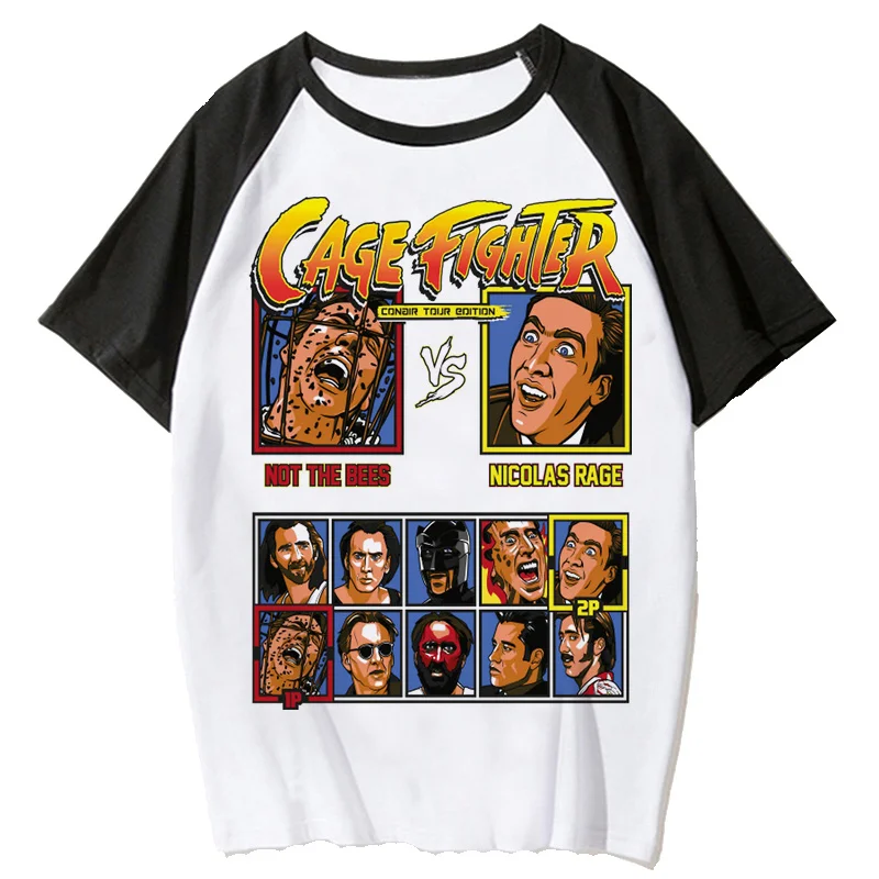 nicolas cage clothing top tees male casual streetwear y2k manga japanese tshirt white t shirt anime