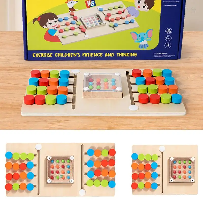 Wooden Color Matching Puzzle Slide Puzzle Game For Kids Handheld Competition Moving Puzzle Shake Beads Educational Busy Toys