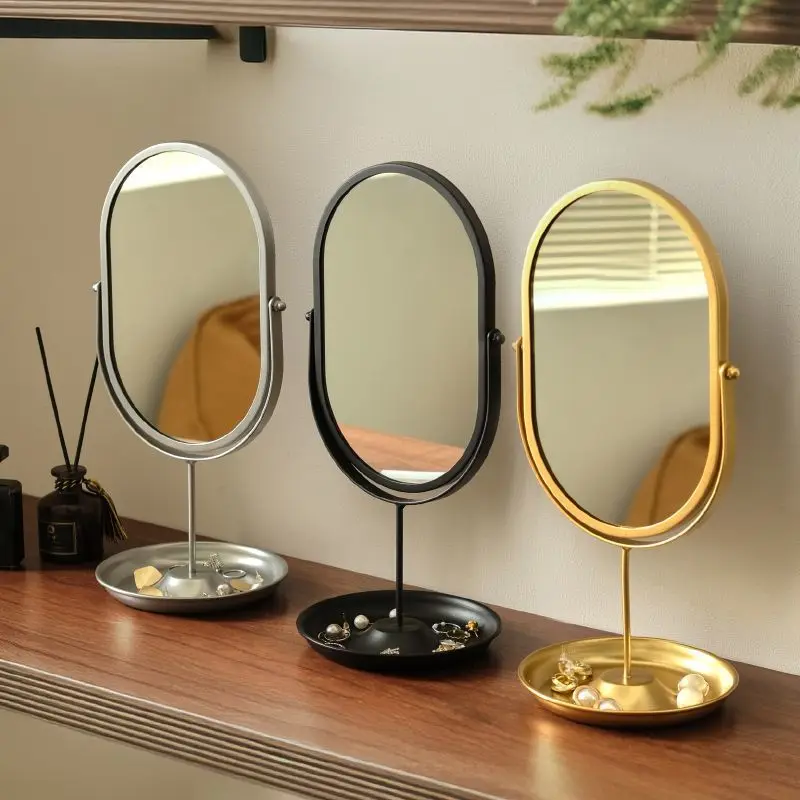 

Japanese Style Desktop Makeup Mirror Home Dressing Table Rotatable Decorative Mirror Bedroom Dormitory Light Luxury Dress Tool
